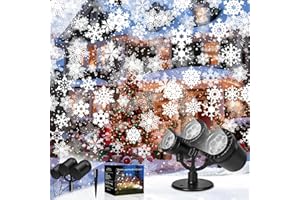 ‎FORLIVESE Schneeflocke Projektor Licht, 3-Kopf Design LED Weiß 360°Rotierende Projektor Weihnachten Aussen, Dekorative LED Projektionslampe mit Automatische Zeitmessung für Party, Weihnachten, Garten, Haus