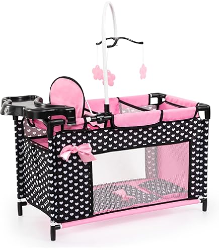 Ensemble Pack Pour Poupée - Lit Avec Poussette Rose De La Marque Bayer