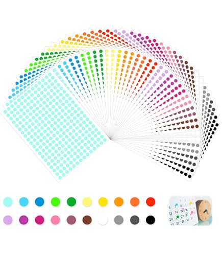 24320 Autocollants Ronds Polka 0.6cm - 20 Couleurs Assorties, Idéal Pour Classement Et Déco