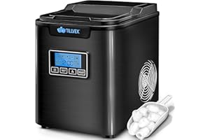 tillvex Macchina del Ghiaccio 12 kg - 24 h | Macchina Ghiaccio Casa in Acciaio Inossidabile | Macchina Professionale | 2,2 L Serbatoio d'Acqua | Display LED, Timer | 3 Misure Cubetti di Ghiaccio