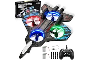 YOMOZEM RC Plane, Foam RC Planes for Children (2 Batteries), Aeroplane Remote Controlled Jet with Light, 360° Flip Fighter Plane Toy, Stunt Roll, Remote Controlled Plane for Children and Beginners