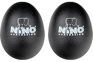 Nino Percussion Egg Shaker Paar – 2 Rasseleier für Kinder ab 3 Jahren – Musikinstrument – Geschenkidee - Kunststoff, Schwarz (NINO540BK-2)