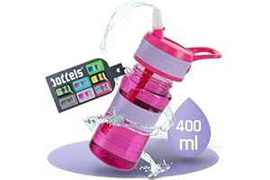 boddels Kinder Trinkflasche mit Strohhalm und rutschfestem Griff | 400 ml | Trinkflasche Kinder auslaufsicher, bruchsicher | Wasserflasche Kindergarten, Schule, Sport | Kindertrinkflasche | BPA-frei