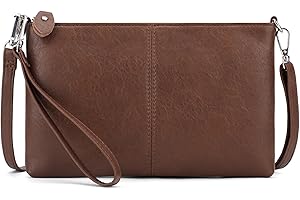 befen Genuine Leather Wristlet Clutch Wallet Purses Small Crossbody Bags for Women with RFID Blocking Card Slots, Dark Brown 02