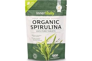 Organic Spirulina 1000x Pure Easy to Swallow Tablets - Rich in Essential Vitamins & Minerals by Inner Vitality