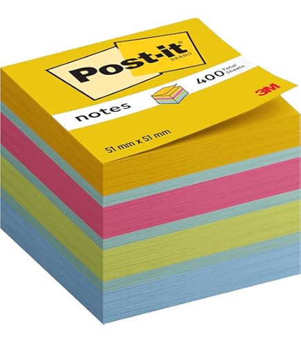 Post-it Cubo 450 Fogli | 76x76 Mm | Foglietti Adesivi Colorati Per Appunti E Promemoria - Foto 4