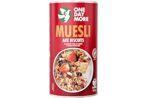 Muesli OneDayMore 450g Céréales Original Sans_conservateurs, Pour un petit-déjeuner sans sucres ajoutés (Muesli au Biscuits UTZ 450g) Certifié Rainforest Alliance