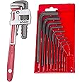 ACHRO 910 Universal Hex Tool Kit Pack of 2 (Contains - 14 Inch Heavy Duty Pipe Wrench + 9 Pcs Allen Key Set)