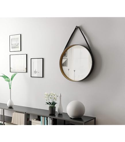 Sanigoods Luna Ronde Spiegel Met Verlichting En Ophangband 60cm Zwart Mat Sk100011
