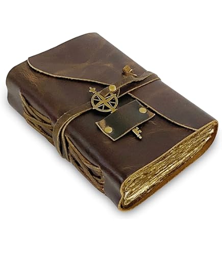 Carnet ligné en cuir véritable fait à la main - Carnet de notes A5 pour