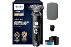 Philips Rasoir électrique Series 9000 Prestige, sec et humide, noir mat, système de rasage Lift & Cut, technologie SkinIQ, stylet à barbe, lingette de nettoyage, étui Premium, (modèle SP9840/31)