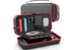 KYTOK Switch Tasche Kompatibel mit Nintendo Switch & OLED, Harte Switch Hülle Tragetasche für Nintendo Switch Joycon Netzteil Konsole, Switch Case mit 20 Spiele Aufbewahrung für Switch Zubehör, Rot