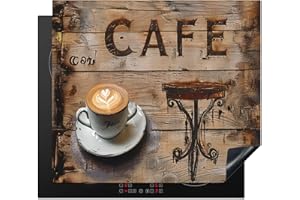 KitchenYeah© Protege Plaque Tapis Pour Induction 60x52 cm Kitchen Decoration Cuisine Protection Vitrocéramique Pour Cuisiniere Café - Bois - Café - Etagères - 60x52 cm