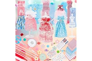 FREEBLOSS 400+Pcs Fashion Designer Kits Clothes Designer Sewing Kit Creativity DIY Arts and Crafts Kit Sewing Kit with Mannequins for Birthday