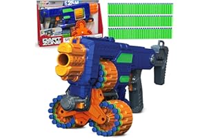 Dart Zone Savage Spin Triple Dart Blaster - półautomatyczny pistolet zabawkowy pomieści 45 nabojów, strzela do 25 m – kompatybilny ze strzałkami Nerf – broń dla dzieci