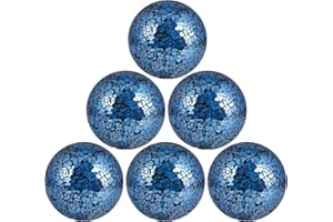 BIMUYI Mosaic Centerpieces, Decorative Sphere Balls, Mosaic Glass Orbs, 8cm Diameter, Pack of 6 (Turquoise)
