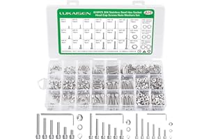 LUKAISEN Vis Boulons et écrous, 820Pièces Vis à Tête Fraisée avec Six Pans Creux Tete Cylindrique Assortiment，avec écrou à Tête Hexagonale Assortiment Kit-M2 M3 M4