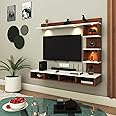 Anikaa Kirina Engineered Wood Wall Mount TV Unit with LED Lights TV Cabinet TV Entertainment Unit Set Top Box Stand (Walnut/White) (Ideal for 43 Inch)(D.I.Y)