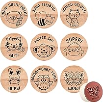 CLIUNT 12 Stück Lehrer Stempel - Motivationsstempel Für Kinder Mit Tier-Motiven