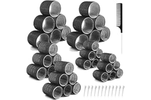 Gemtte Zestaw 49 wałków do włosów, duże wałki do włosów, z 12 klamrami, do samodzielnego wykonania loków, bez wysokiej temperatury, do długich i krótkich włosów, 48/36/25 mm (czarne)