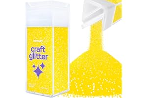 Hemway Craft Glitter Shaker 130g / 4.6oz Glitter for Arts, Crafts, Resin, Tumblers, Nails, Painting, Decoration, Festival, Cosmetic, Body - Ultrafine (1/128" 0.008" 0.2mm) - Fluorescent Yellow