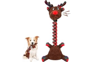 Iokheira Jouet Chien Noel – Cadeau pour Chien Noël, Peluche Rennes de Noël Jouet Couineur pour Chiens, Jouet de Noel pour Chiens Petit, Moyen et Grand