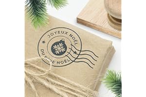 HIDOO CREATIONS Tampon en bois avec motif envoi postal Joyeux Noël du Père Noël, idée signature, décoration cadeaux de Noël, étiquettes, 6cm x 4cm