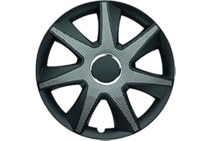 ALBRECHT AUTO-ZUBEHÖR Albrecht Copricerchi 16 pollici carbone/nero neri per cerchioni in acciaio - Borchie pollici Run in plastica di alta qualità con rivestimento a strati - Made in EU