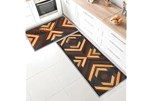 SHUAIG Küchenteppiche 2 Stück,Anti-Müdigkeit Rutschfestes Küchenmatten waschbar,Küchenmatte Set Mit Schiebeaufkleber Geeignet für Badezimmer/Wohnzimmer(Style V, 40 * 120+40 * 60cm)