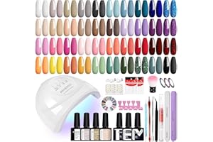 Phoenixy Gel Nail Kit, 61Pcs Gel Nail Polish Set with 48W Lamp Starter Kit 40 Colours U V Nail Polish with Base Top Matte Coat Manicure Kit Gift for Women