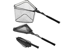 PLUSINNO Fischkescher, Fischkescher, Faltbarer Teleskopstangengriff, strapazierfähiges Nylon-Material, sicheres Fangen oder Freilassen von Fischen