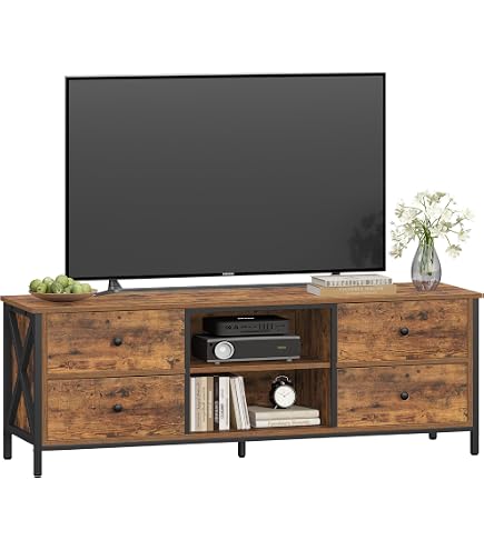 Mobile TV HAWKINS 140 Cm Con 2 Ante | Design Industriale In Legno E Metallo | Credenza Per Soggiorno In Stile Vintage - 3