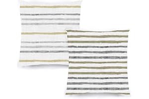 Decoratea Fundas Cojines 45x45 - Fundas de Cojín Decorativo (Juego de 2) para Sofá, Cama, Silla, Salón, Coche. Muy Suaves, Modernas y con Cremallera Invisible (Rayas Grises)