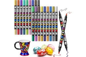 LUZOON Pisaki akrylowe do kamieni, wodoodporne, 18 sztuk, 36 kolorów, do malowania kamieni, kart podarunkowych, płótna, drewna, szkła, ceramiki, metalu (końcówki: 1~5 mm) (36 kolorów, 18 sztuk)