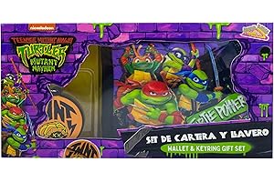 CYPBRANDS Marchi CyP- Ninja Turtles- Set regalo, portafoglio, portachiavi, portafoglio, portamonete, multicolore, prodotto ufficiale
