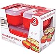 Sistema Heat and Eat Microwave Container Set | 1.25 L, 525 ml | Microwave School Lunch Boxes with Steam Release Vents | BPA-Free | Red | 3 Count
