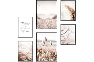 Heimlich - Set poster - 2 di A3 / 30x42 cm + 4 di A4 / 21x30 cm - Poster Premium - Stampe senza cornice - Stile costiero - Mindful Beige Beach