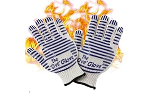 ZhiheHui 2-pack Striped short gloves Heat Resistant Fire Resistant Oven Gloves Hand Protection Grill Gloves, Revolutionary 932°F Extreme Heat for Grill, Oven, Cooking, Soldering (Blue)
