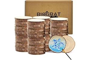 BIOGRAT Dischi di Legno Dischetti legno 5-6 cm 80 pz da Decorare, Tronco Legno