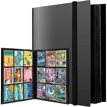 FYSL Album di carte collezionabili a 360 scomparti, trasparente, impermeabile, per carte Pokémon, raccoglitore professionale per carte TCG/ CCG, regalo per collezionisti, bambini (nero