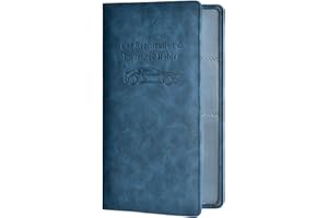 HerriaT Car Registration and Insurance Card Holder,Leather Vehicle Glove Box Automobile Documents Paperwork Wallet Case Organizer for ID, Driver's License, Blue, One size