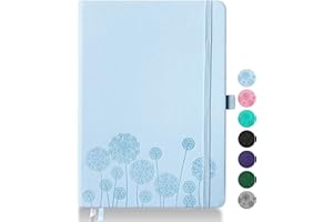 Qefuna Taccuino Diario Per Donne, Taccuino A5 In Pelle Per Lavoro, 200 Pagine Diario Di Viaggio Per Donne Uomini Con Portapenne E Nastro, 5.78"×8.34"(Blau)