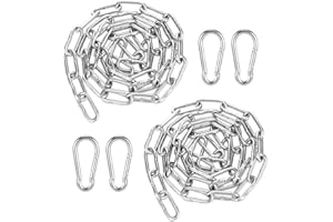 YUUCHORINGEE 2 Stück Kette Edelstahlkette Meterware 1M Diameter 3MM, 304 Stahlkette mit 4 PCS Edelstahl Karabiner, Gliederkette Meterware zum Aufhängen für Hundekette, Hängesessel & Verlängerungskette