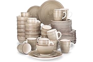 Vancasso Bella zastawa stołowa z kamionki, 48-częściowy zestaw naczyń, ręcznie malowany serwis kombi, styl marokański, ręcznie malowany dla 12 osób