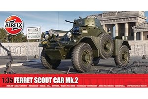 Airfix Model Set - A1379 Ferret Scout Car Mk.2 Model Building Kit - Plastic Model Tank Kits for Adults & Children 8+, Set Includes Sprues & Decals - 1:35 Scale Model, un-Painted
