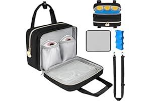 JAFFZORA Wearable Breast Pump Bag with Cooler Compartment Compatible with Momcozy M5/S12 Pro, Elvie & Medela Pump, Carrying Case with a Ice Pack & Waterproof Mat for Breast Pump and Accessories, Black