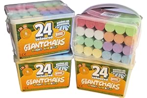 KIDS B CRAFTY Outdoor Coloured Chalk for Kids – 96 Jumbo Pavement Chalk Sticks – Giant Washable Chalks for Garden, Playground, Sidewalk & School Bulk Packs