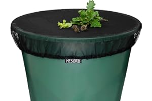 HESØRD Housse pour Tonneau d'eau/Filet de Protection avec Bande Élastique - Couverture Anti-Moustique & Animaux pour Récupérateur d'eau de Pluie - diamètre 100 cm
