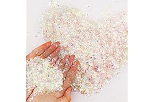 Gukasxi Boże Narodzenie, sztuczny śnieg, brokat, sztuczny śnieg, dekoracja rzemieślnicza, sztuczne płatki PET, materiał wypełniający, na Boże Narodzenie, imprezę, dekoracja (kolorowy, 100 g)