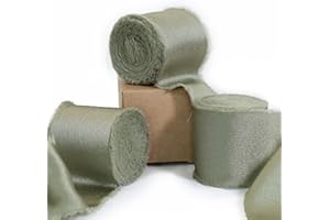 Ligtmor Ruban satin Mousseline de soie 13.5m x 3.8cm Cadeau Mariage Tissu Ruban pour emballage cadeau DIY Décoration -vert olive